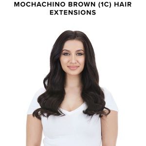 Bellami Silk Seam Mochachino Brown, 18” Clip in Extensions (100% Human Hair)